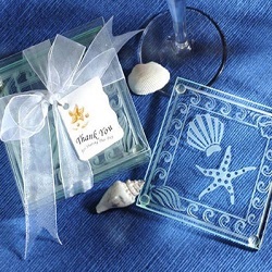 Shell and Starfish Frosted Glass Coasters