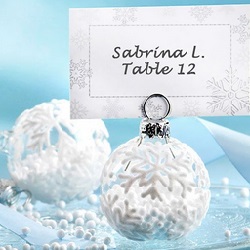 Falling Snow Holiday Ornament Place Card Holders