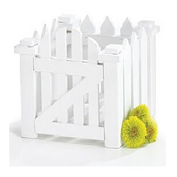 White Wood Picket Fence Planter