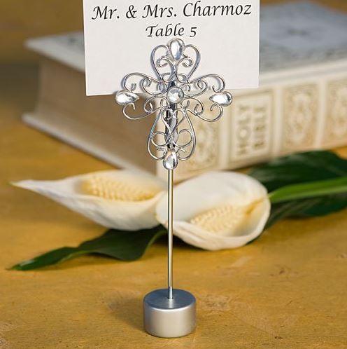 Jeweled Cross Placecard Holder