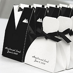 Tuxedo Wedding Gown Favor Boxes